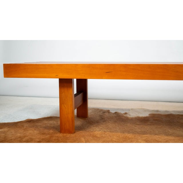 Mid Century Charles Webb Cherry Wood Slat Bench, 1990s. For Sale - Image 9 of 17