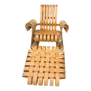 Vintage 1993 Frank Gehry for Knoll Power Play Woven Lounge Chair and Ottoman