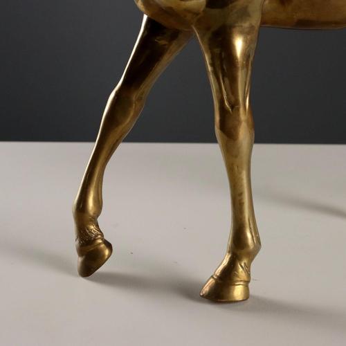 Modern Sculpture of Trotting Horse in Gilded Bronze, 1970s For Sale - Image 4 of 9