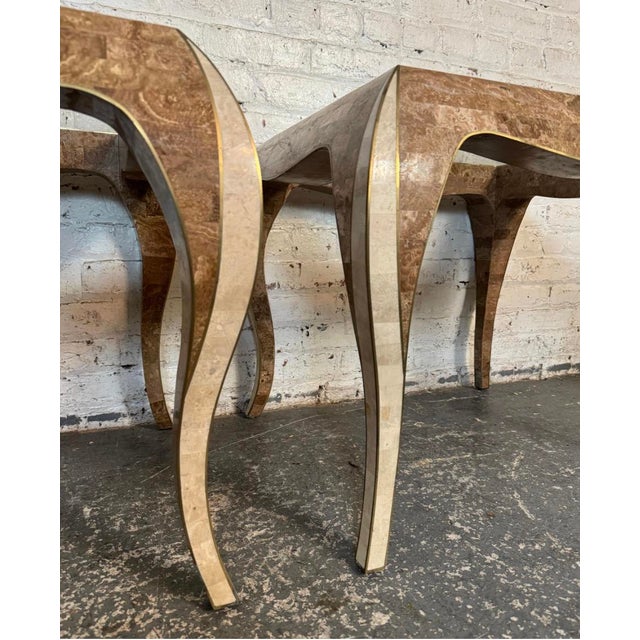 Brown Pair of Maitland Smith Style Stone Tables With Glass Tops For Sale - Image 8 of 8