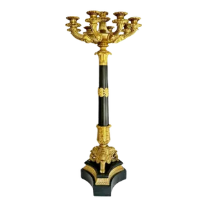 Single Large French Restoration Gilt Bronze Candelabra