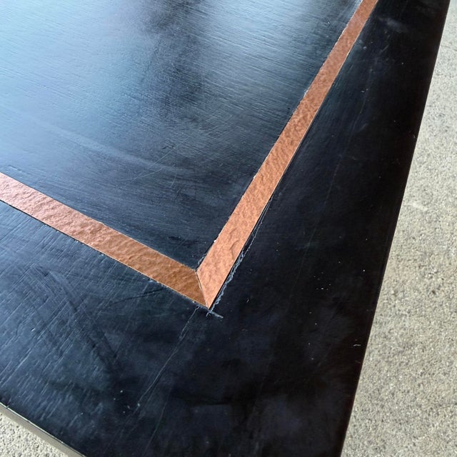 Studio Made Postmodern Copper and Wood Game Table Karl Springer? For Sale In Cleveland - Image 6 of 12