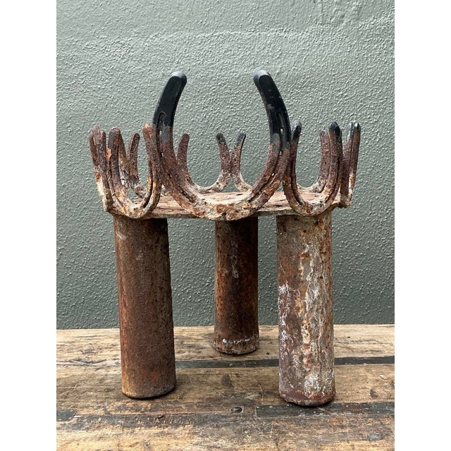 Vintage Rusty Horseshoe Plant Stand For Sale - Image 12 of 12