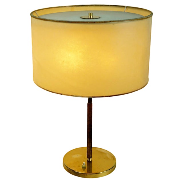 Mid-Century Model 1268 Table Lamp in Brass and Leather by J. T. Kalmar, Austrian For Sale