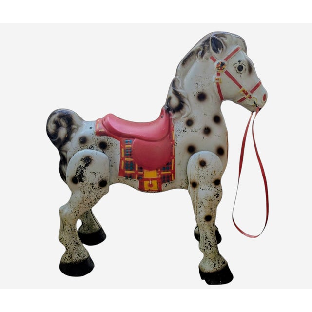 White Rare Vintage 1940s Mobo Metal Bronco Toy Horse From England For Sale - Image 8 of 11