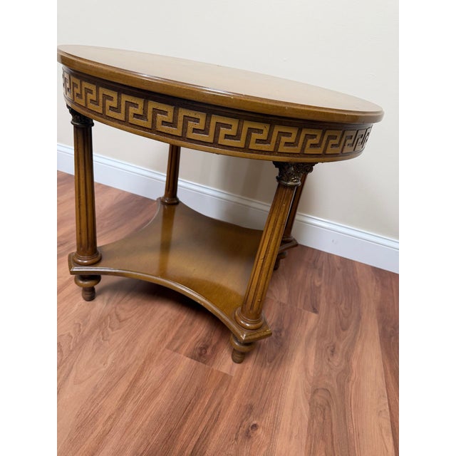 Vintage Regency Style Greek Key Side Table For Sale - Image 9 of 16