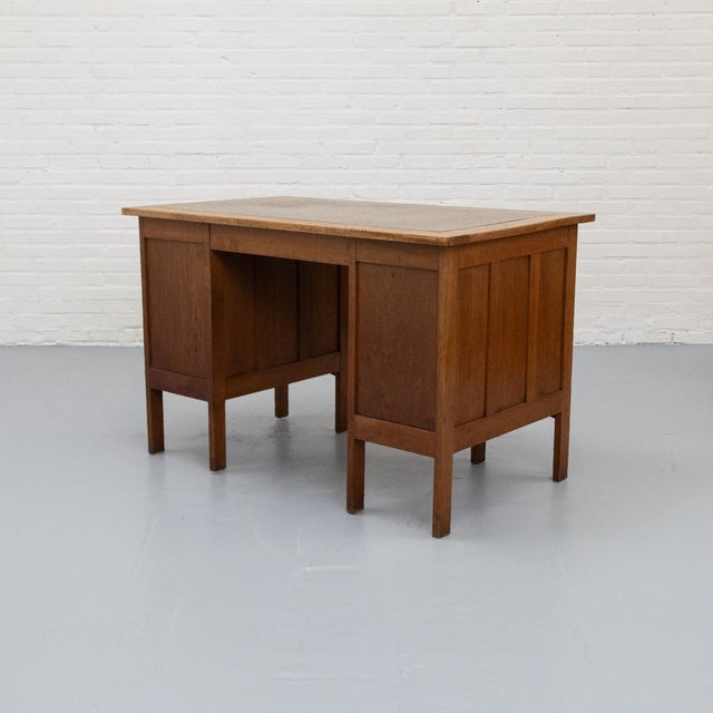 Dutch Arts & Crafts Oak Desk, 1890s For Sale - Image 4 of 15