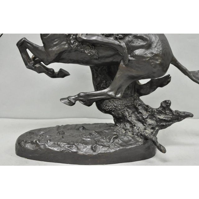 Metal Late 20th Century Frederic Remington "Cheyenne" Lost Wax Cast Bronze Native American Sculpture For Sale - Image 7 of 17