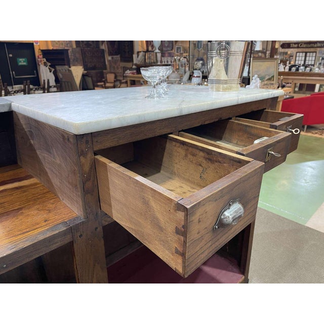 Bar Counter in Oak with Zinc and White Marble For Sale - Image 17 of 18