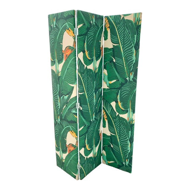 Vintage Palm Beach Regency Padded Fabric Screen For Sale