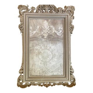 One-of-a-Kind French Country Style Decoupage Art With Hand-Painted Ornate Frame For Sale