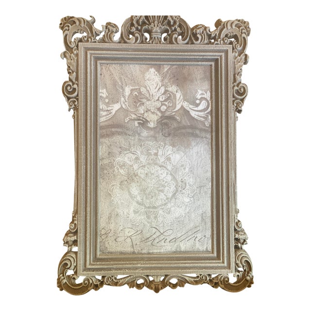 One-of-a-Kind French Country Style Decoupage Art With Hand-Painted Ornate Frame For Sale