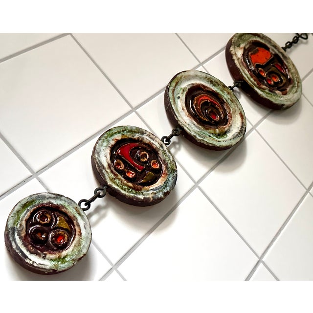 Brutalist Sculptural Glazed Ceramic Art Wall Relief from Ruscha, West Germany, 1960s For Sale - Image 10 of 18