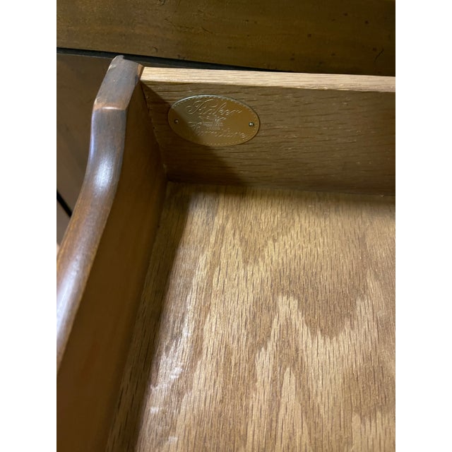 1960s 1960s Baker Furniture Walnut Credenza With Brass Pulls For Sale - Image 5 of 10