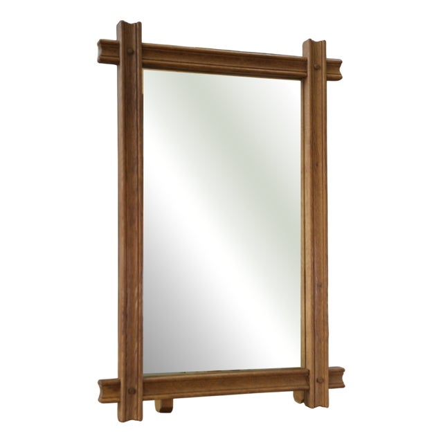 Vintage Brutalist Style Oak Mirror, 1950s For Sale