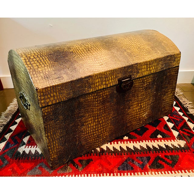 Christian Dior Vintage Trunk Storage Chest W/Faux Crocodile Finish For Sale - Image 4 of 12
