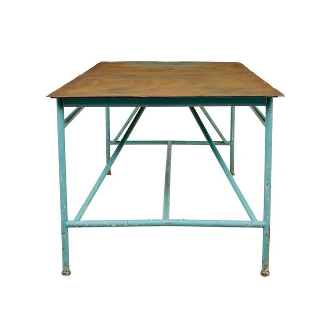 1920s Large Industrial Painted Steel Table, 1920s For Sale - Image 5 of 9