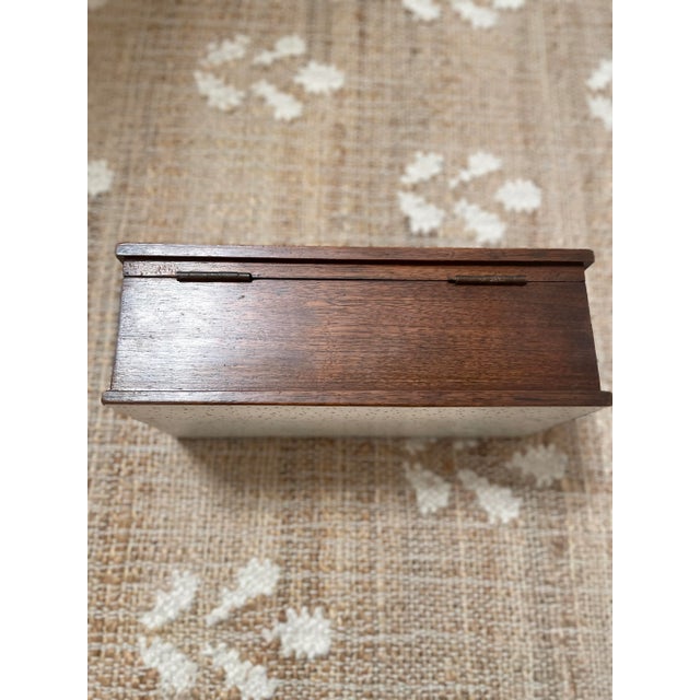 Antique Brown Wooden Dresser Desk Top Sewing Box For Sale - Image 9 of 12