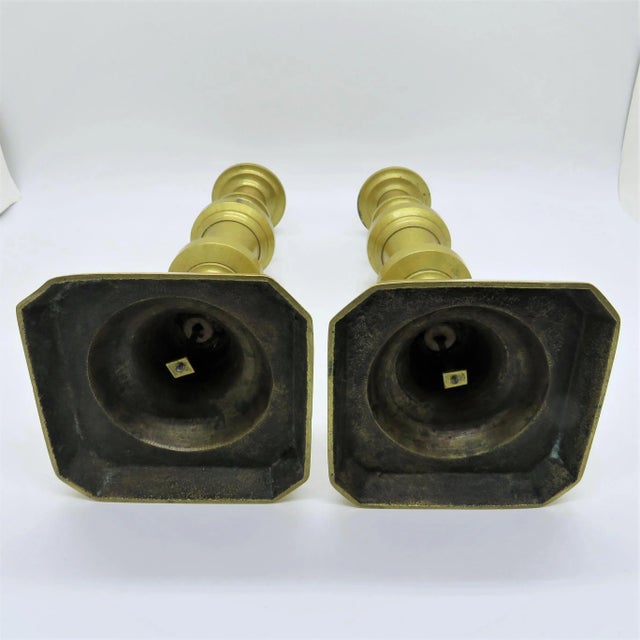 Vintage Brass Candlesticks -- a Pair For Sale In Los Angeles - Image 6 of 7