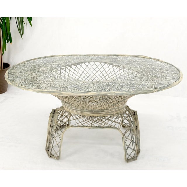 Russel Woodard Spun Fiberglass Oval Racetrack Dining Table 4 Chairs Outdoor Set For Sale - Image 10 of 18