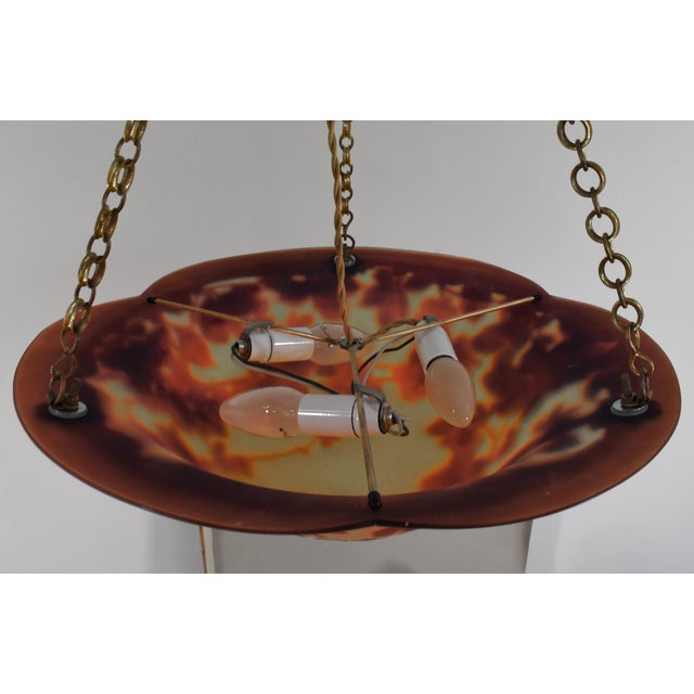 Large French Art Deco Pendant Light by Galle - 1925 Cameo Gallé Chandelier France For Sale - Image 10 of 10