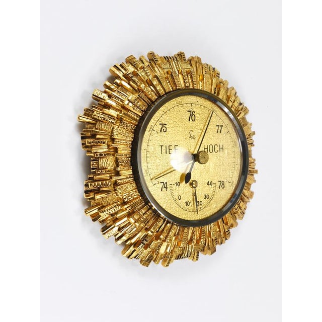 Sunburst Golden Brass Wall Weather Station, 1950s For Sale - Image 3 of 15