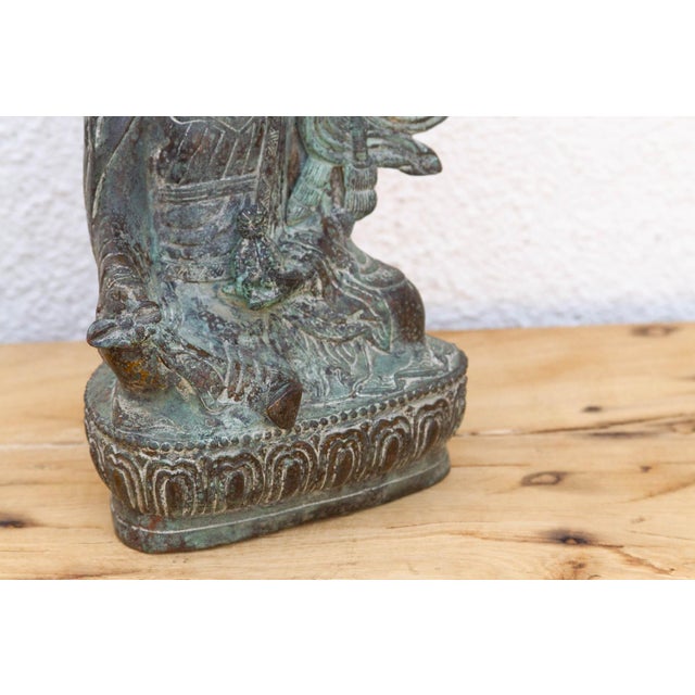 Mid 20th Century Antique Rich Verdigris Bronze Buddha For Sale - Image 5 of 8