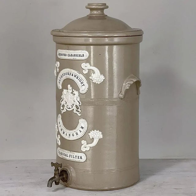 19th Century English Earthenware Water Dispenser for Charcoal Filter For Sale - Image 4 of 13