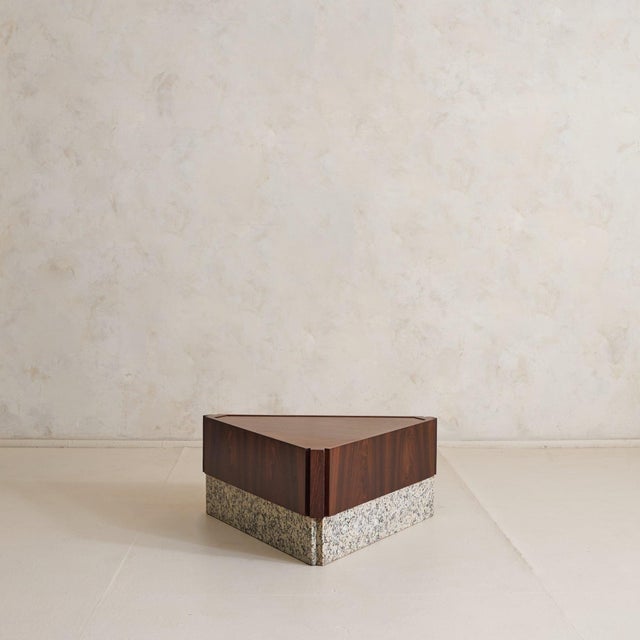 French Rosewood + Granite Triangular Coffee Table, 1940s For Sale - Image 4 of 11