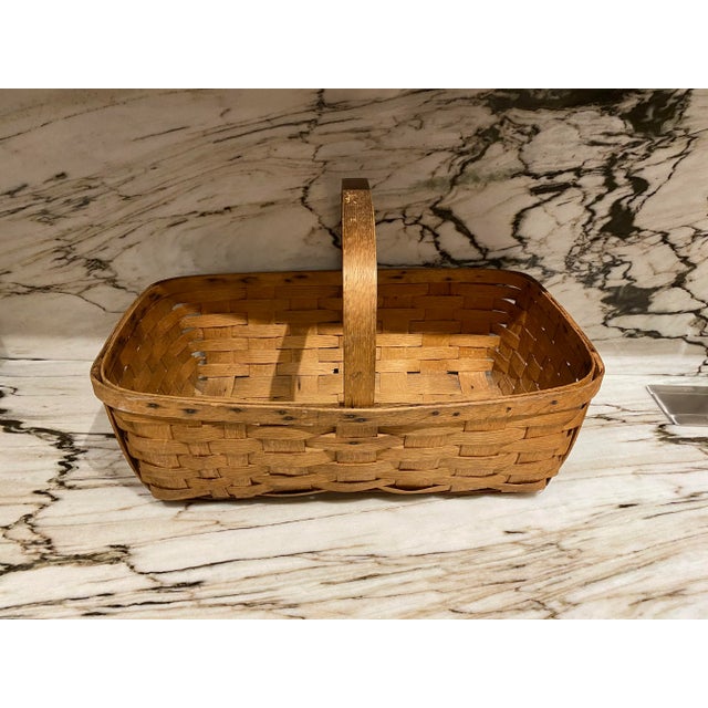 1930s Vintage Wood Veneer Basket For Sale - Image 5 of 7