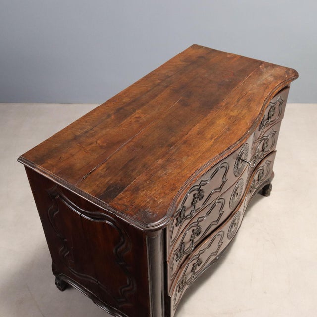 Brown Antique French Chest of Drawers in Walnut For Sale - Image 8 of 11