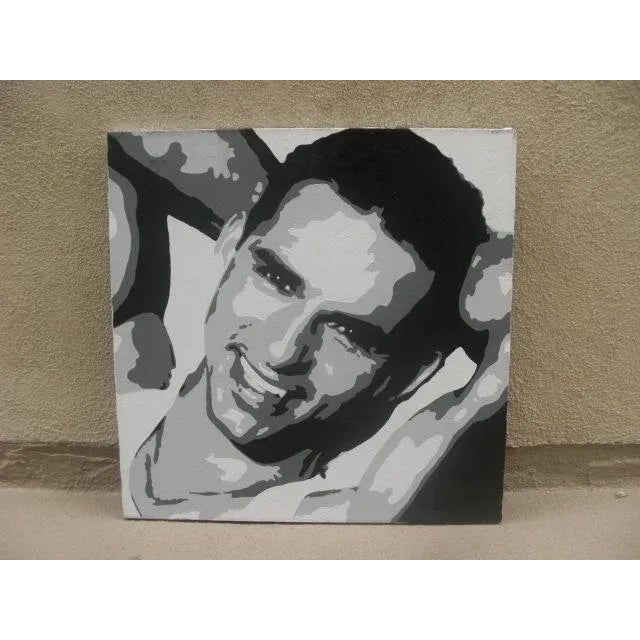 Contemporary Black and White Pop Art Portrait Acrylic Painting For Sale - Image 11 of 11