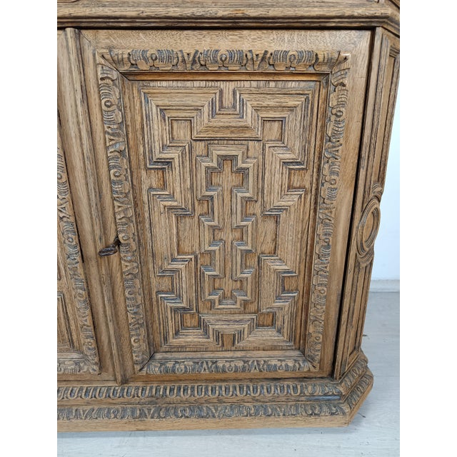 Oak and Carved Marble Sideboard For Sale - Image 9 of 18