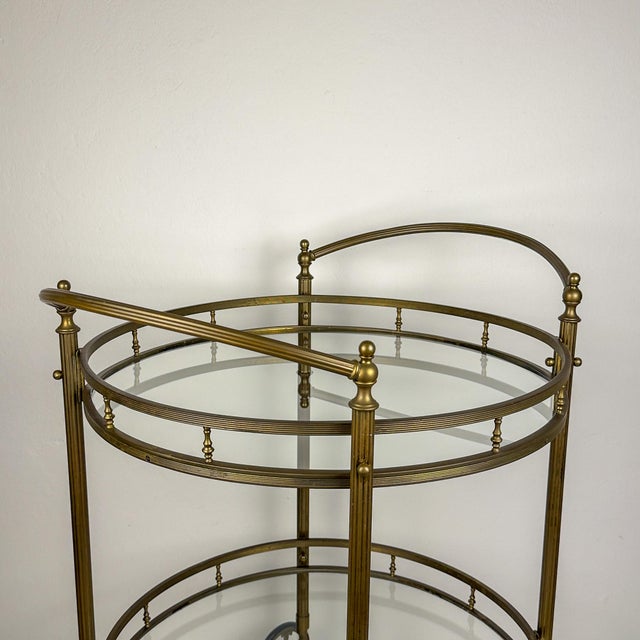 Vintage French Brass Bar Cart, 1950s For Sale - Image 11 of 18