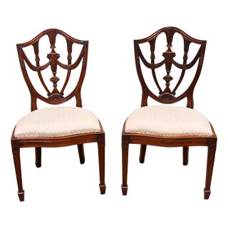 Hepplewhite Style Shield-Back Dining Chairs, Set of 2 For Sale