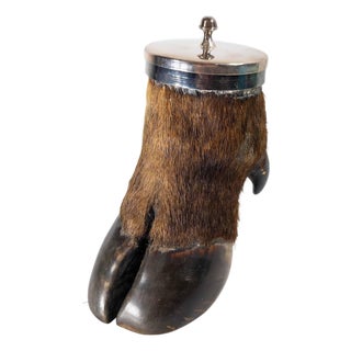 19th Century Victorian Taxidermy Moose Hoof Knuckle Box or Ashtray For Sale