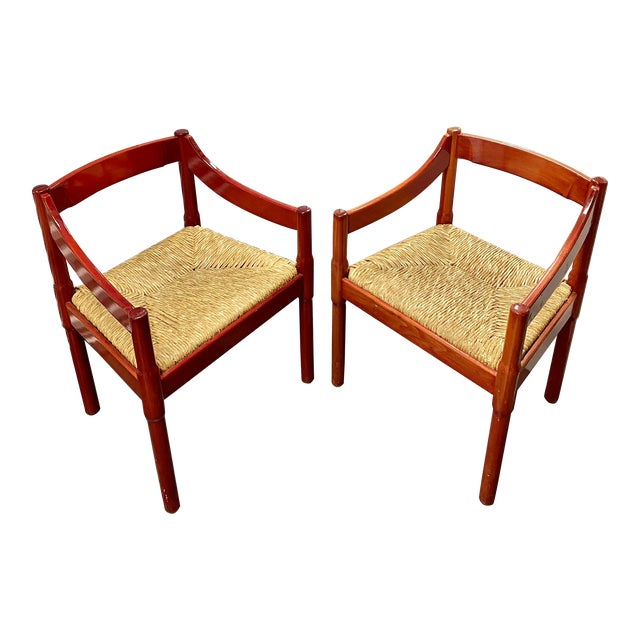 Pair Vico Magistretti Carimate Chairs (Attributed to Cassina Production) For Sale