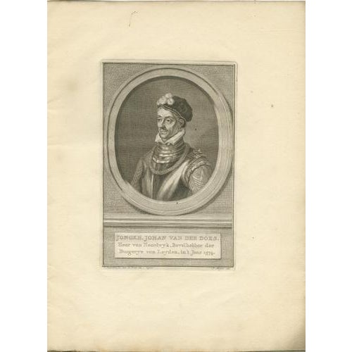 Houbraeken after Visscher, Dutch Portraits, Engravings, 1574, Set of 6 For Sale - Image 6 of 11