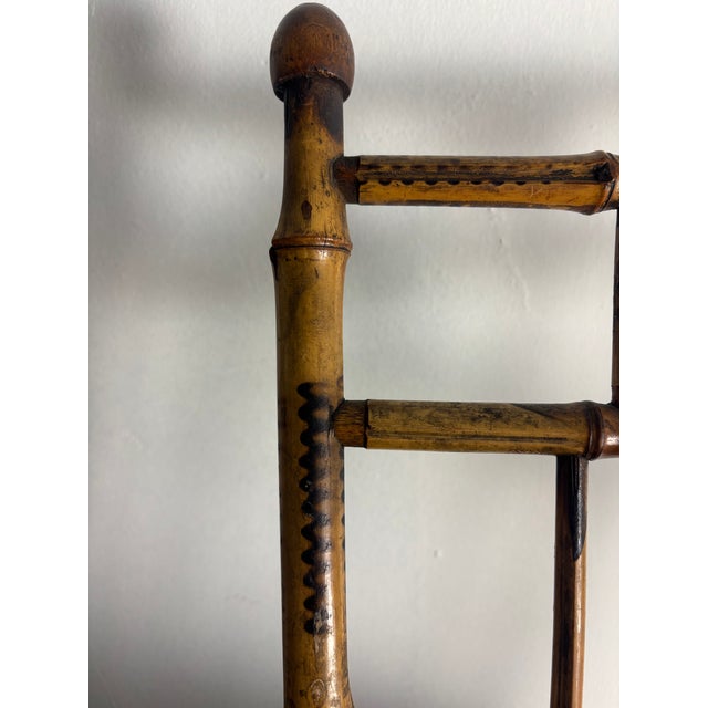 Vintage Child's Burnt Bamboo Rocking Chair With Spindle Back For Sale - Image 9 of 9