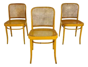 Set of 3 Cane & Bentwood Side Chairs by Loewenstein/Oggo, Usa 1960's