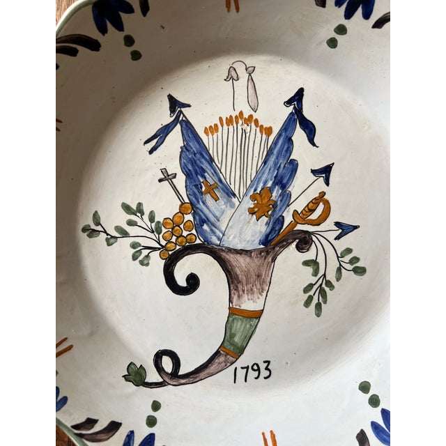 Ceramic 19th Century Hand Painted French Plates-Set of 3 For Sale - Image 7 of 9