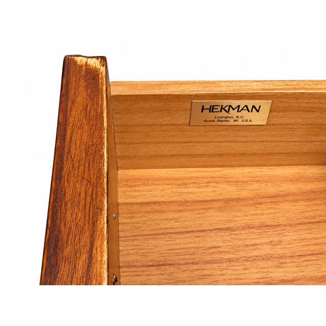 Wood Hekman Burl Walnut Mid Century Campaign Desk For Sale - Image 7 of 8