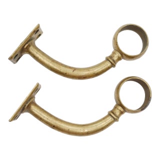 Pair of Reclaimed Brass Upright Bar Mount Rail Brackets For Sale