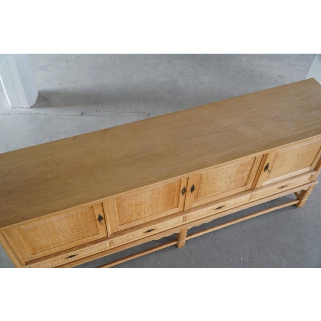 Wood Mid-Century Modern Brutalist Sideboard in Oak by Henning Kjærnulf, 1960s For Sale - Image 7 of 18