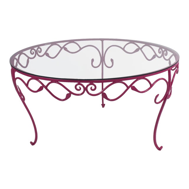 Mid Century Metal Round Coffee Table For Sale