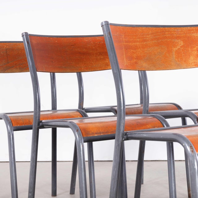 French Light Grey Dining Chairs from Mullca, 1950s, Set of 4 For Sale - Image 9 of 18