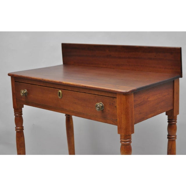 Antique Sheraton Mahogany One Drawer Washstand Server Farmhouse Side Table For Sale - Image 4 of 16