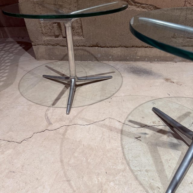 Metal Mid-Century Modern Aluminum Tripod Side Tables Attr Milo Baughman For Sale - Image 7 of 7