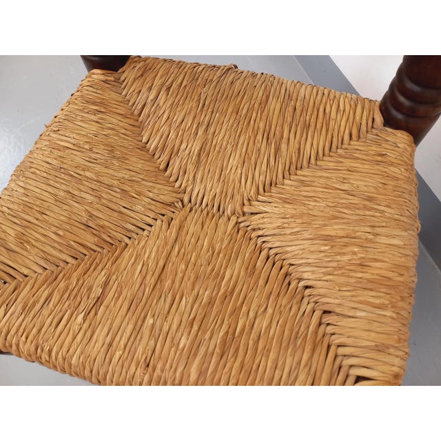 Vintage Brutalist Low Chair in Wood and Straw by Charles Dudouyt, 1940s For Sale - Image 11 of 13