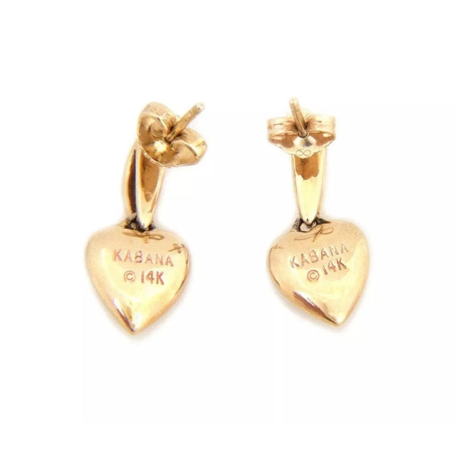 Kabana 14k Yellow Gold Diamond Spiny Oyster Shell Heart Dangle Earrings, 2 Pieces For Sale - Image 4 of 5